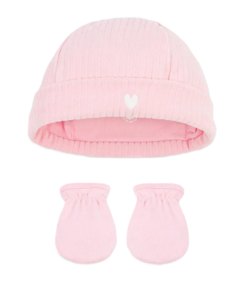 Bonnet + Mouffles A0G03 Rose