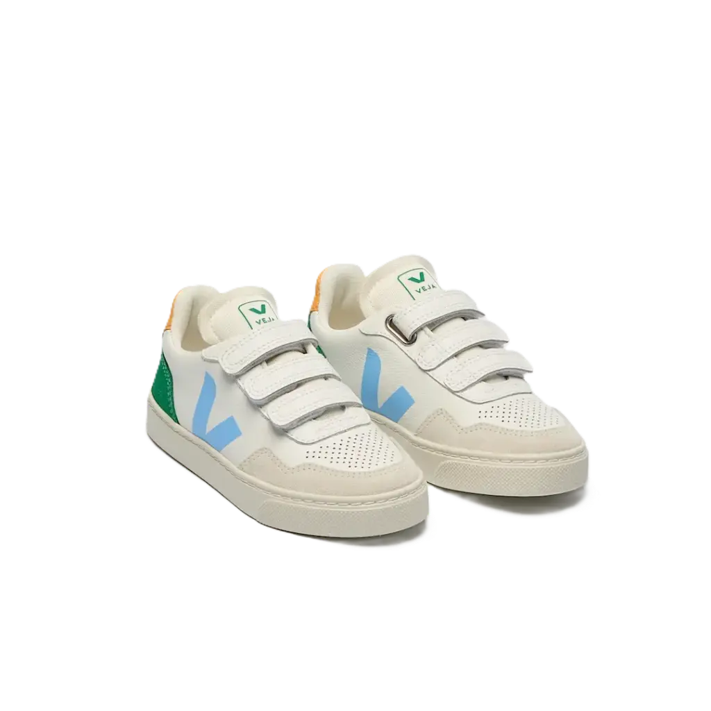 Small V-90 O.T Leather White Aqua Emeraude