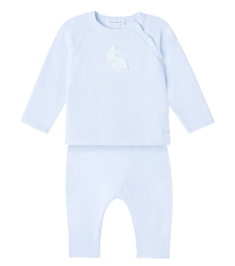 Ensemble Long Ciel Coton Broderie Lapin