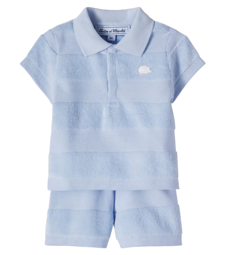 Ensemble Court Bleu Nuage Rayures