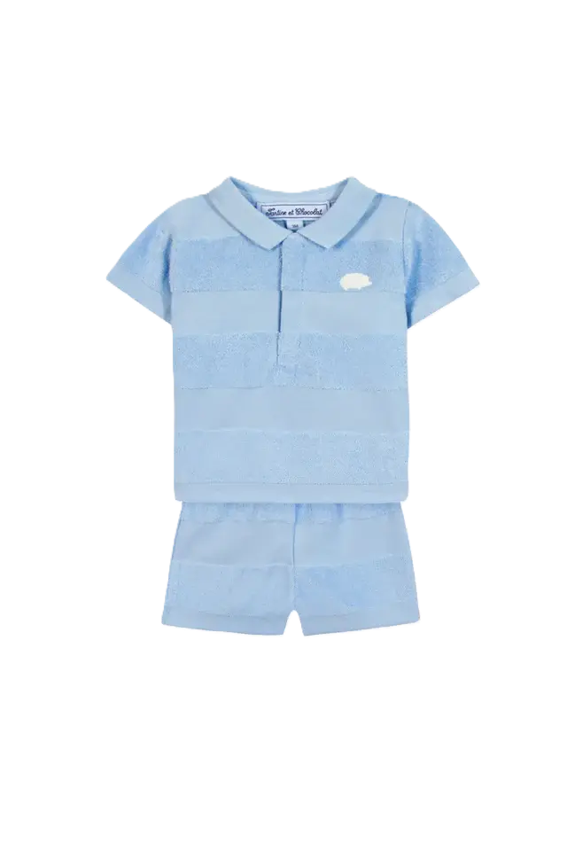 Ensemble Court Bleu Nuage Rayures