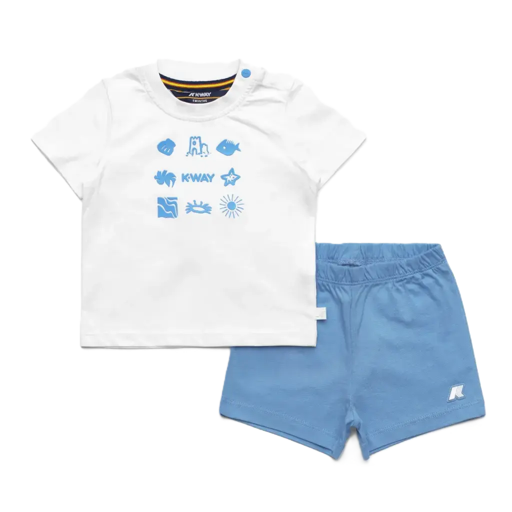 E.Pete Set Plage Jersey White / Blue Cielo