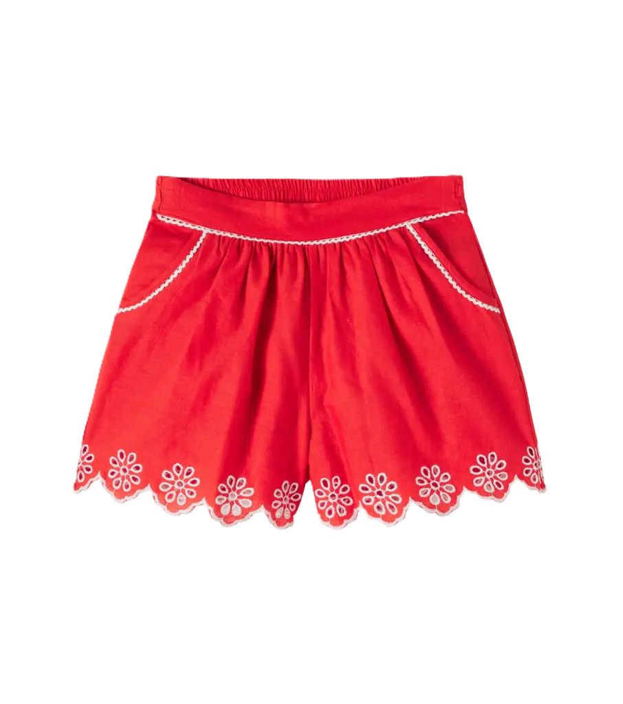 Short Lin Broderies Rouge