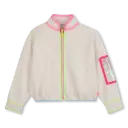 Cardigan Tissus Peluche Ecru/Fluo Stone