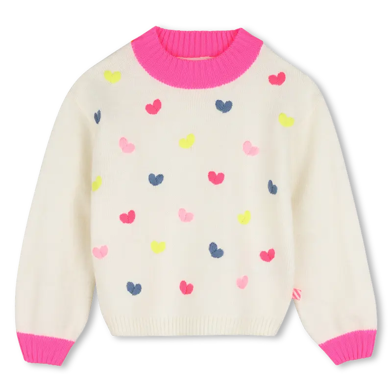 Pull Ivory Coeur Fluo