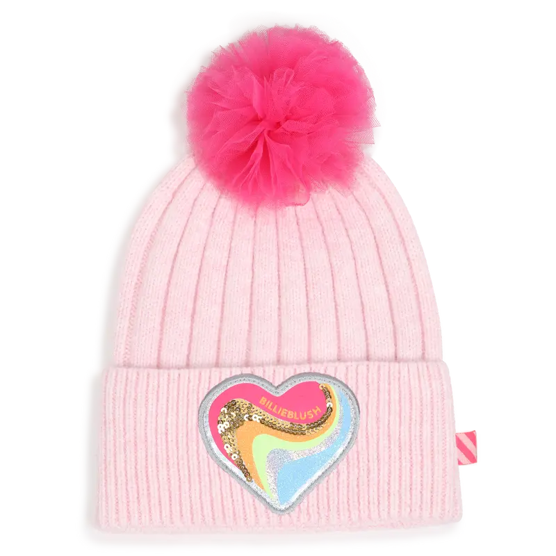 Bonnet Pompom Tulle Pink