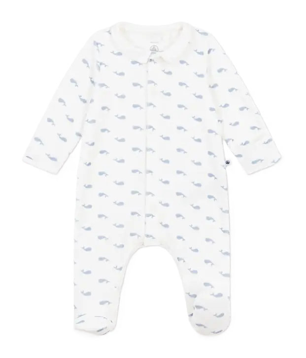 Pyjama Velours Blanc Baleines