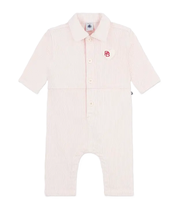 Combinaison Longue Velours Rose A0GVM