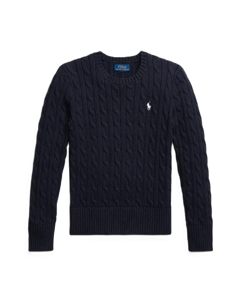 Pull Cable Knit Cotton Navy