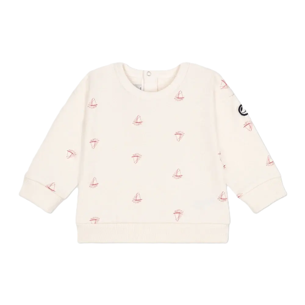 Sweatshirt bébé en coton imprimé bateau vintage