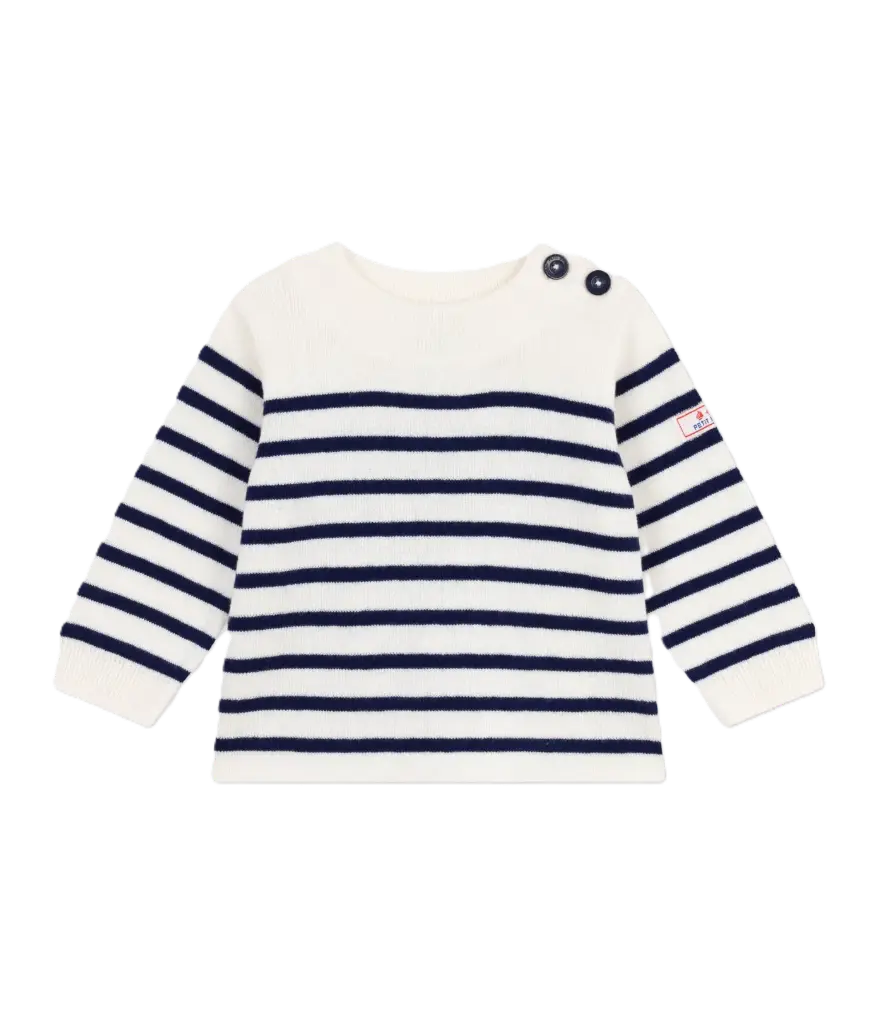 Pull Marin Bébé En Laine Et Coton à Rayures