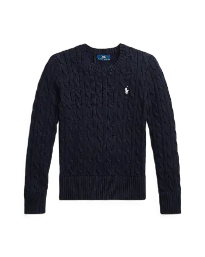 Pull Cable Knit Cotton Navy