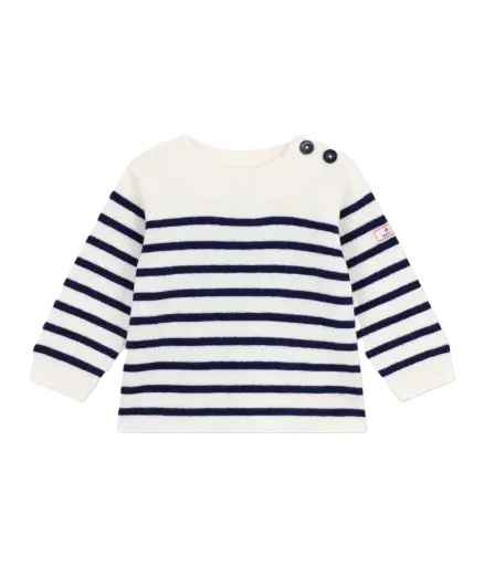 Pull Marin Bébé En Laine Et Coton à Rayures