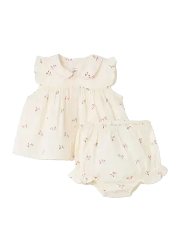 Ensemble 2 Pièces A0FBL Crème Fleuri