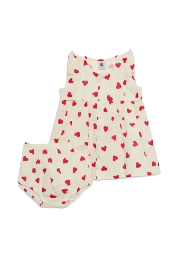 Robe SM A0F18 Crème Coeurs Rouges