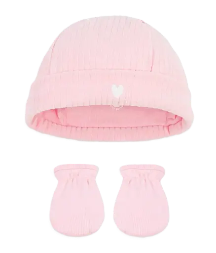Bonnet + Mouffles A0G03 Rose