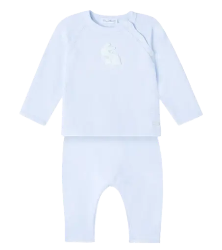 Ensemble Long Ciel Coton Broderie Lapin