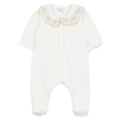 Pyjama Ecru Velours Col Claudine