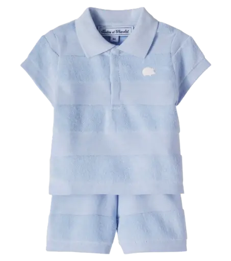 Ensemble Court Bleu Nuage Rayures