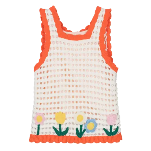 Top Crochet Blanc/Orange