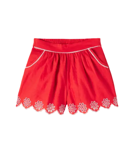 Short Lin Broderies Rouge