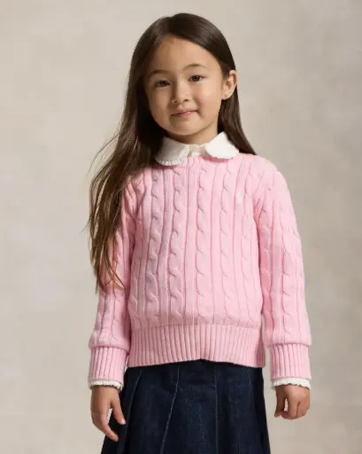 Cable Pullover Pink Boutons