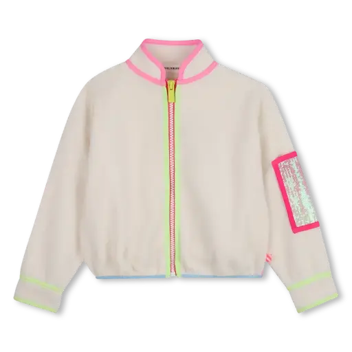 Cardigan Tissus Peluche Ecru/Fluo Stone
