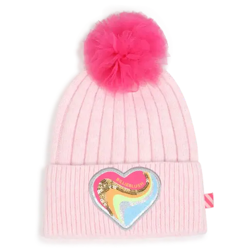 Bonnet Pompom Tulle Pink