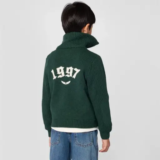 Pull Vert Trellis Chiné 