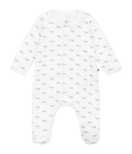 Pyjama Velours Blanc Baleines